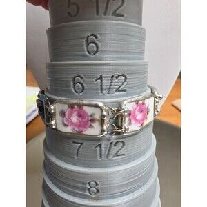Soldered Pink Rose Ceramic Tile Link Bracelet